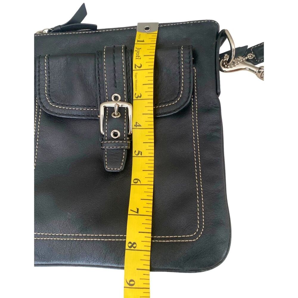 Vintage Coach Black Leather Hamilton Messenger Bag Crossbody - Picture 7 of 8